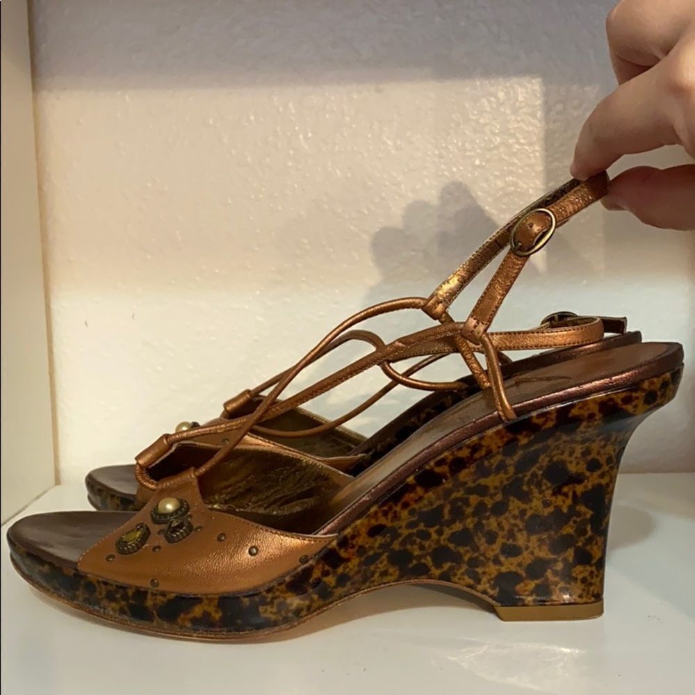 Cole Haan Bronze Wedge Jewel Strappy Sandals - Picture 2 of 16